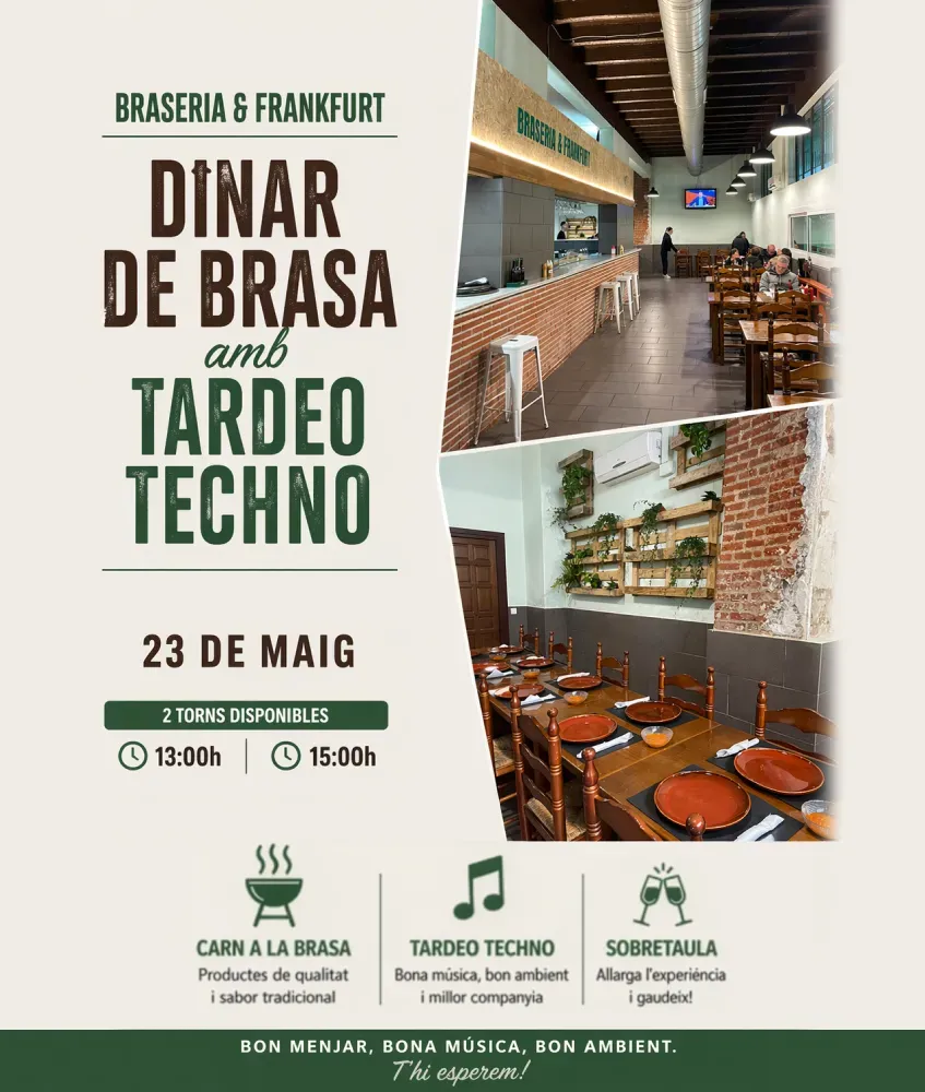 Comida de Brasa con Techno – 23 Mayo | Reserva Tardeo