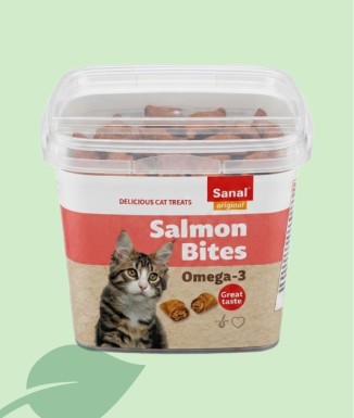 Sanal Fish Salmon Bites Snacks para Gatos 75 g | Bocaditos de Salmón