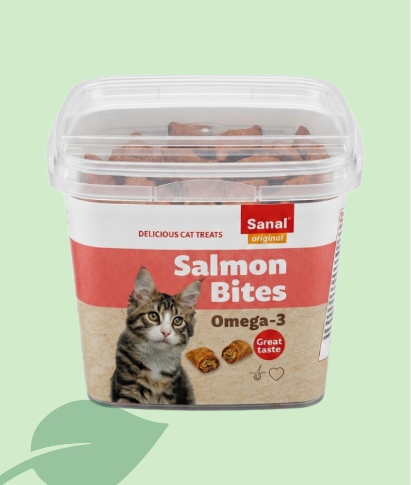 Sanal Fish Salmon Bites Snacks para Gatos 75 g | Bocaditos de Salmón