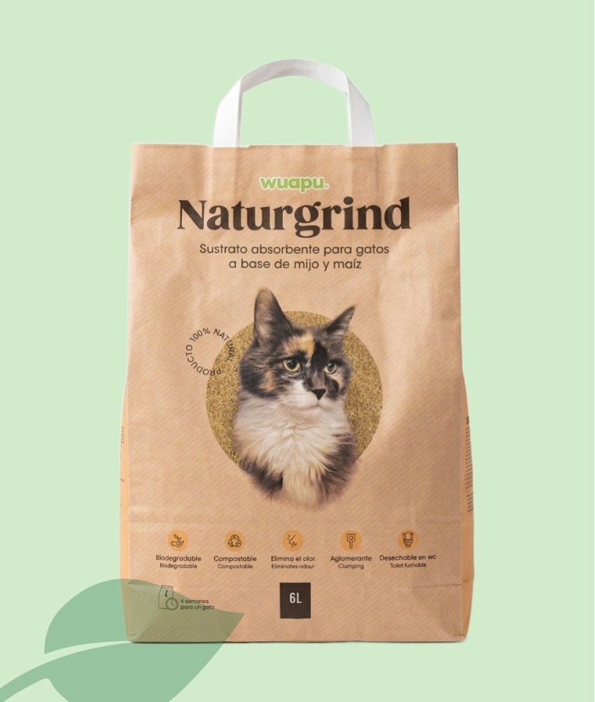 Wuapu Naturgrind Maíz y Mijo 6 L | Arena Gatos Aglomerante