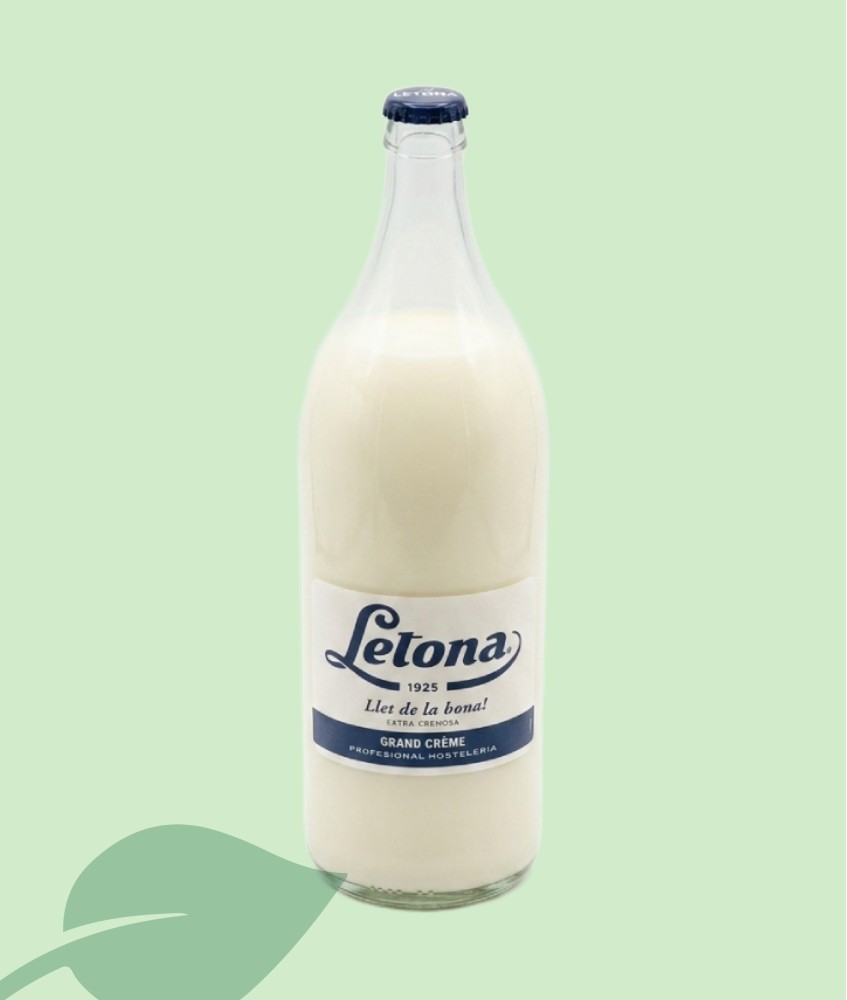 Llet Sencera Letona Vidre 1L | Ampolla Individual Tradicional