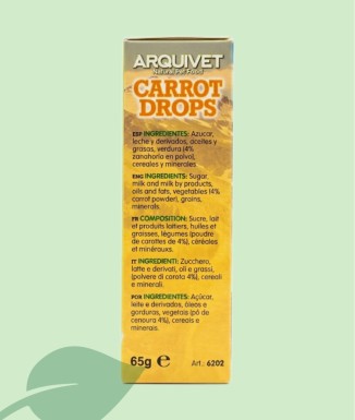 Arquivet Carrot Drops 65 g | Premio de Zanahoria para Roedores