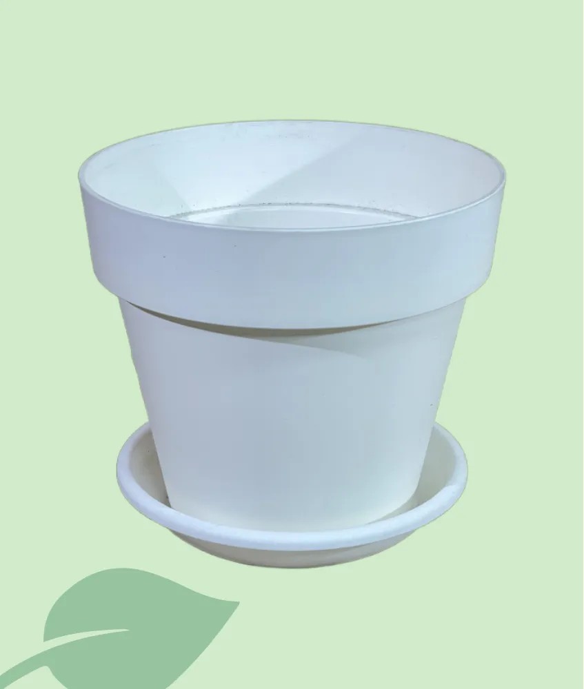 Maceta Mitu Pac 20 cm con agujeros – tórtola, arena, blanco
