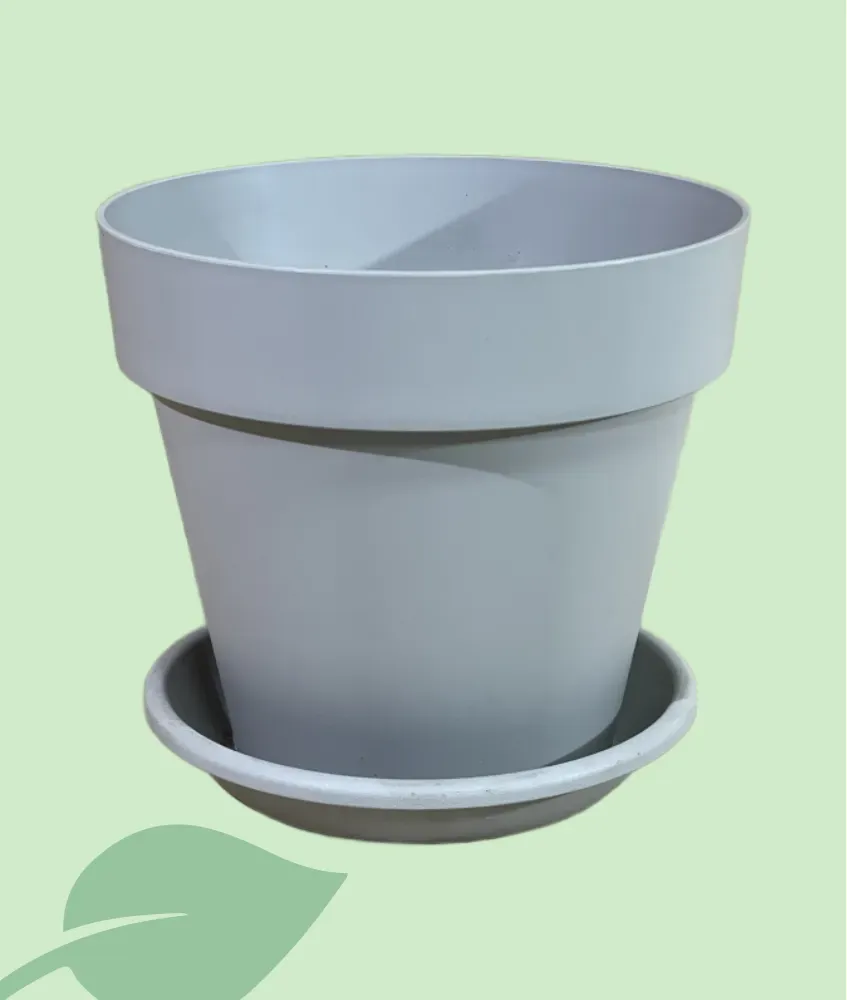 Maceta Mitu Pac 20 cm con agujeros – tórtola, arena, blanco