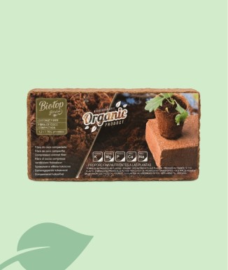 Fibra de Coco Prensada Biotop 750 g | Rinde 10 Litros Sustrato