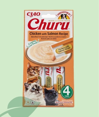 Churu Cat Pollo con Salmón 4x14g | Inaba Snack Cremoso