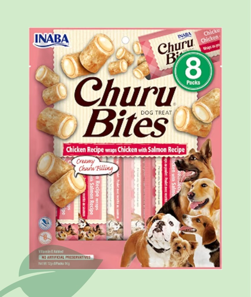 Churu Dog Bites Pollastre i Salmó 8x12g | Snack Tendre Gossos