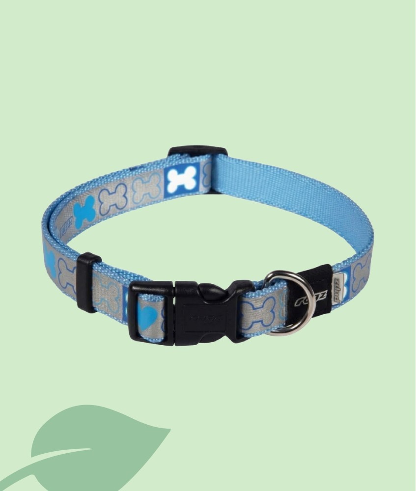 Rogz Pupz Reflecto Blue Bones - Collar para Perros XS-S-M