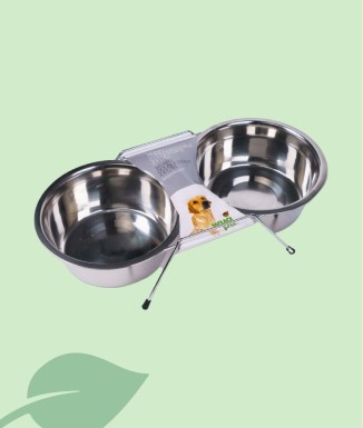 WUAPU Comedero Doble Inoxidable con Soporte para Perros
