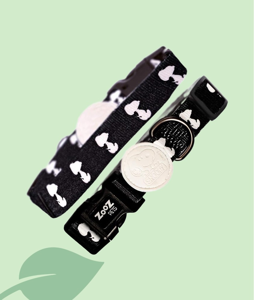 ZOOZ PETS Snoopy - Collar Negro para Perros