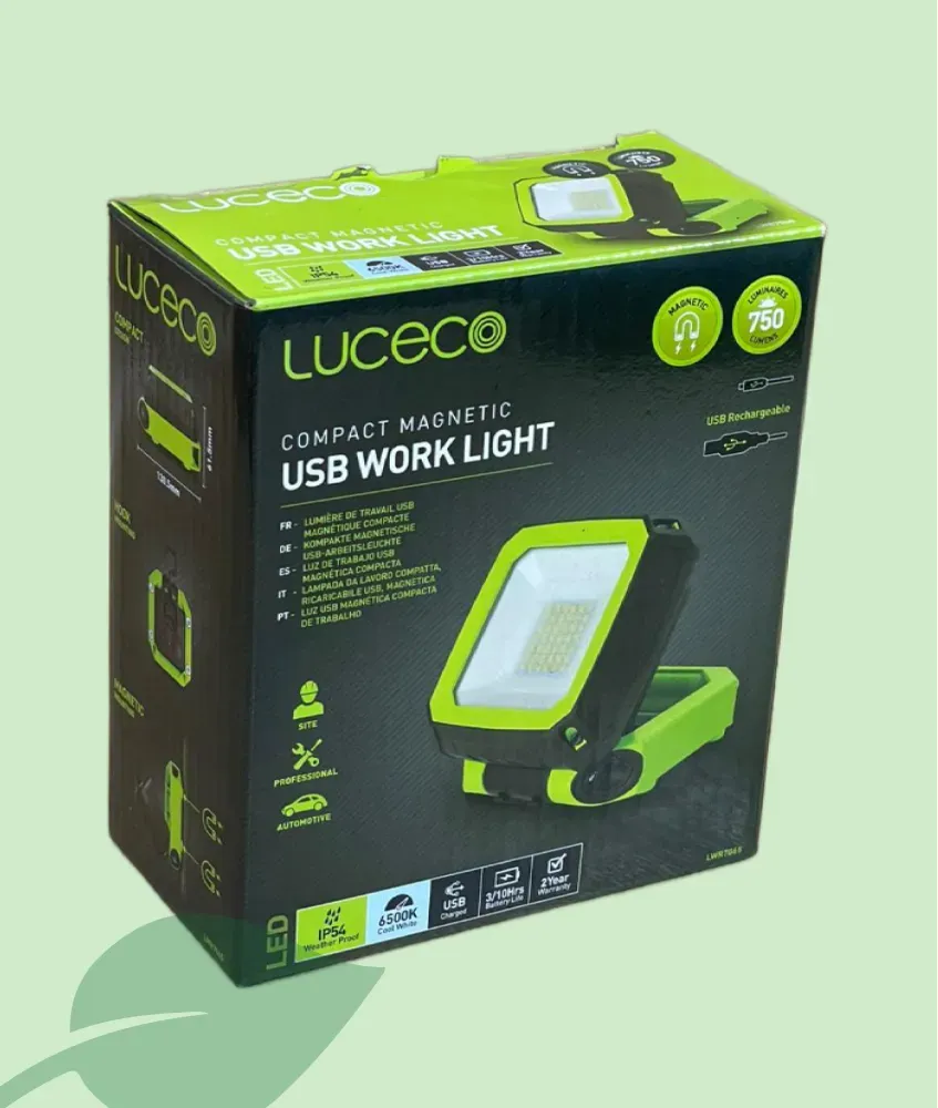 Luz de trabajo recargable USB LUCECO – Compact Magnetic 750 lm