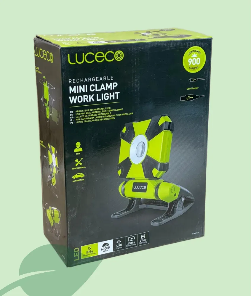 Luceco Mini Clamp Work Light 900 lm – Luz de trabajo recargable USB