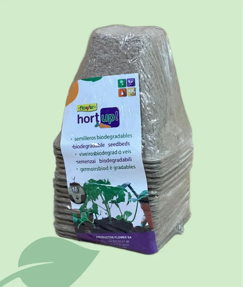 Semilleros biodegradables cuadrados Flower Hort Up – 18 unidades