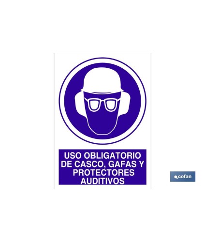 Uso obligatorio de casco, gafas y protectores auditivos