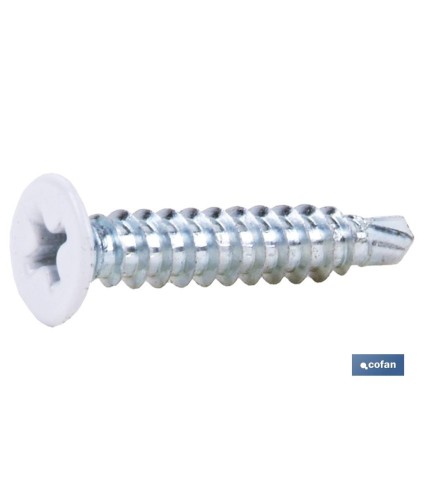Tornillo autotaladrante cabeza extraplana Phillips Blanco