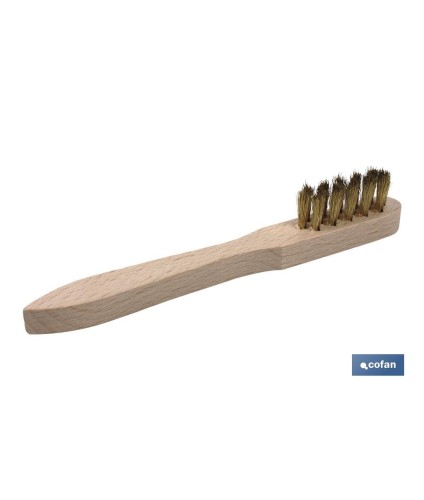 Cepillo de alambre latonado para bujías| 3 filas de alambre | Longitud 150 mm