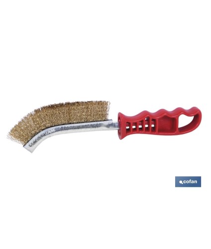 Cepillo Universal de acero latonado | Mango ergonómico rojo | Longitud 240 mm