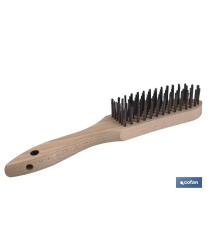 Cepillo de alambre para soldadura | Varias líneas | Acero con mango de madera