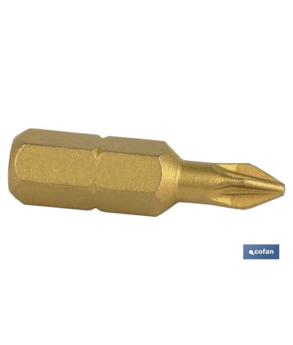 Puntas titanio Pozidrive de atornillar en 1/4\\\" | Con huellas desde PZ 1, PZ 2 y PZ 3 | Versiones de 25 y 50 mm de longitud