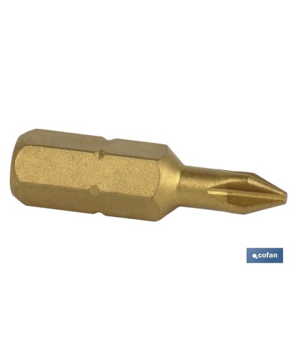 Puntas titanio Phillips de atornillar en 1/4\\\" | Con huellas desde PH 1, PH 2 y PH 3 | Versiones de 25 y 50 mm de longitud