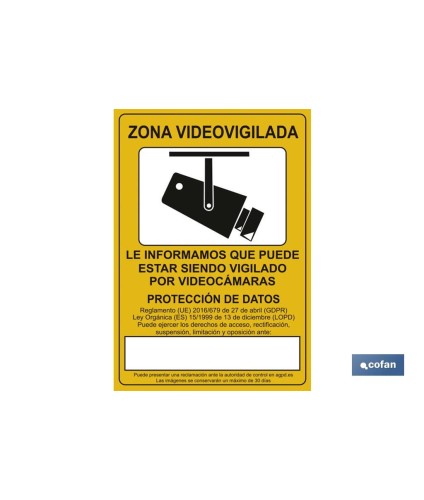 Señal de videovigilancia. El diseño de la señal puede variar, pero en ningún caso se variará el significado de la misma.