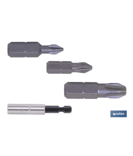 Kit de puntas de atornillar y adaptador | Contenido 3 puntas Phillips y un adaptador | Modelo 1/4 PH