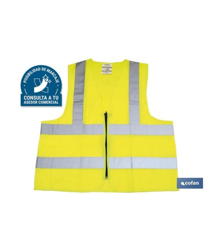 Chaleco Amarillo de alta visibilidad | Con cierre de cremallera | Varias Tallas Disponibles