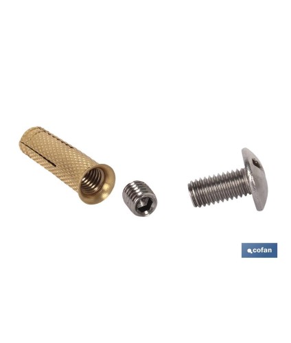 Kit de anclaje de cobertor de piscinas | Compuesto de taco, tornillo y espárrago | Fabricado en latón y acero inoxidable
