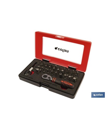 Set mini carraca 1/4 con puntas (33 pcs.)
