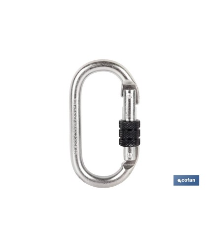 Mosquetón de seguridad | Con Roscado seguro | Resistencia 25kN | EN 362 |  Clase B I Cat lll