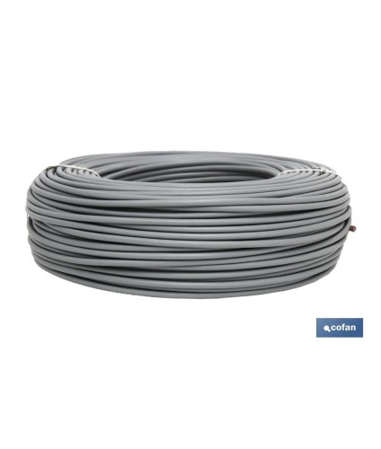Rollo Cable Eléctrico H07V-K de 100 m | Sección de cable de varias medidas | Color: Gris