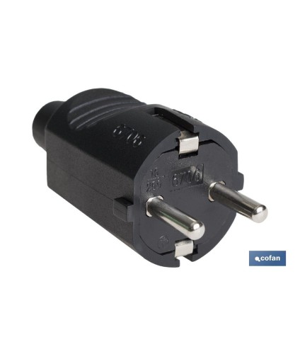 Clavija Bipolar Schuko de goma | 16 A - 250 V | Color Negro