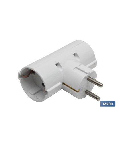 Adaptador doble Schuko 2P+T | Color Blanco | 16 A - 250 V