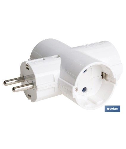 Adaptador triple Schuko 2P+T | Color Blanco | 16 A - 250 V