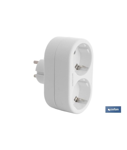 Adaptador doble Frontal Schuko | Color Blanco | 16 A - 250 V