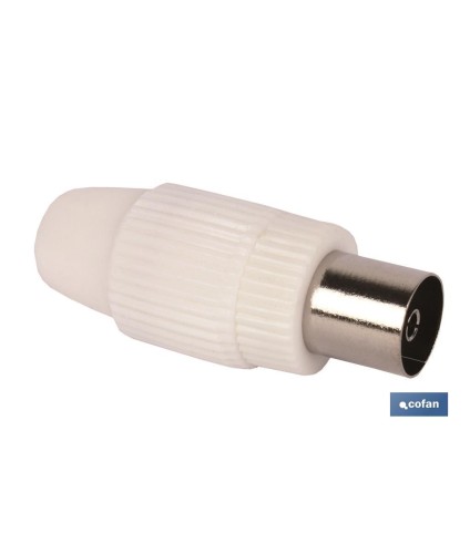 Conector de Antena TV Recto | Vía Hembra | Longitud 9,5 mm