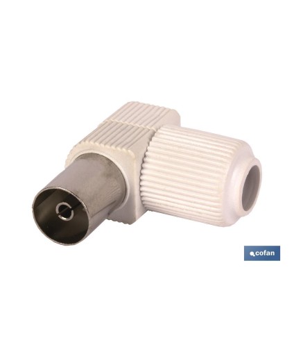 Conector de Antena TV Codo | Vía Hembra | Longitud 9,5 mm