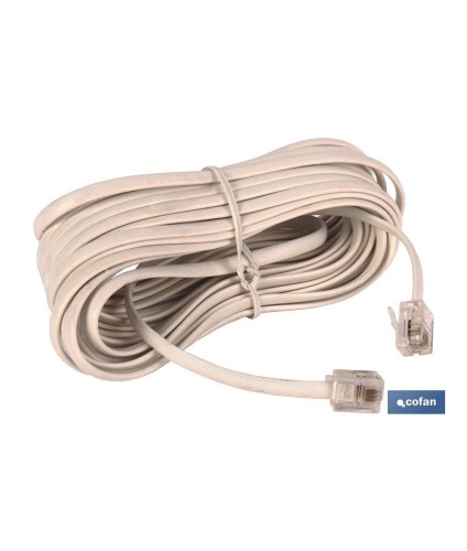 Cable plano de teléfono | Con 2 tomas de conexión | Longitud del cable de 2,2 y 4,5 metros
