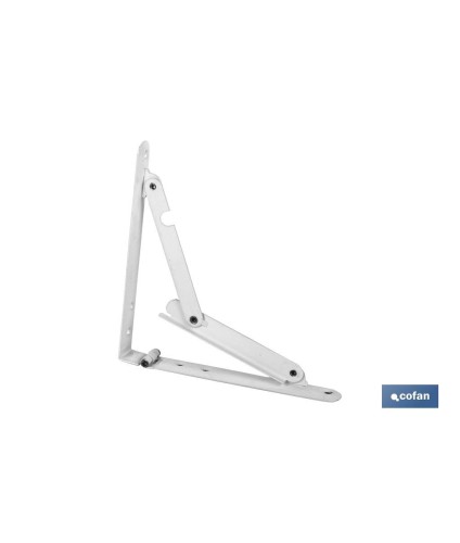 Palomilla plegable en color blanco | Soporte abatible de alta resistencia para estanterías, encimeras o mesas auxiliares
