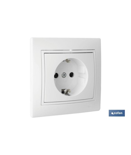 Base enchufe bipolar de empotrar | Modelo Pacific | 16 A - 250 V | L-N | Color blanco