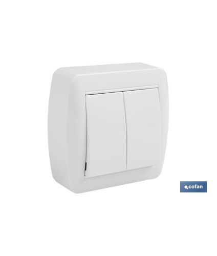 Doble Interruptor de superficie | Modelo Atlantis | Color blanco | 10 A - 250 V