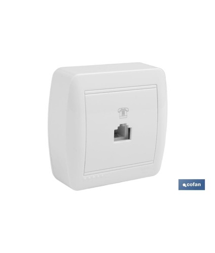 Base para Teléfono RJ11 de superficie | Modelo Atlantis | Color blanco | 10 A - 250 V
