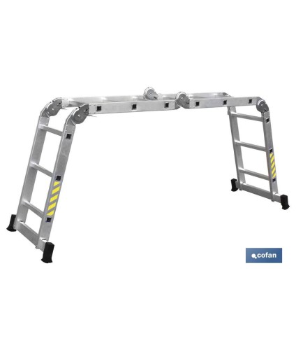 Escalera aluminio multiusos | Con 4 x 3 peldaños y 3,25 metros de longitud | Normativa EN 131 y 150 kilos