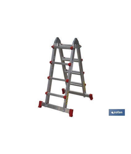 Escalera de Aluminio multiposición | Unidades de 4 tramos x 4 peldaños y 4 tramos x 5 peldaños | Normativa EN 131 y 150 kilos