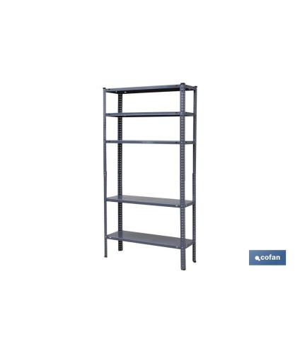 Estantería Metálica en color Gris de 5 baldas | Con tornillos y escuadras | Resistente a un peso por balda de 80 kg
