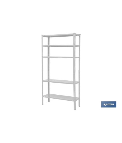 Estantería Metálica en color Blanco de 5 baldas | Con tornillos y escuadras | Resistente a un peso por balda de 80 kg