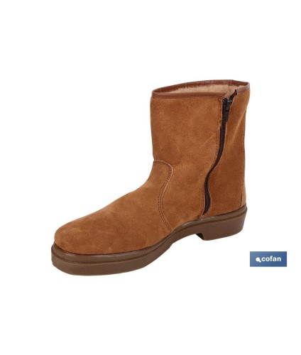 Bota de Serraje | Con Cremallera | Modelo Carona | Color Marrón | Suela de Caucho