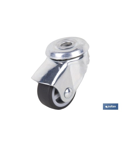 Rueda de goma gris para tornillo pasante | Diámetros desde 30 mm hasta 75 mm | Para pesos desde 25 kg hasta 45 kg