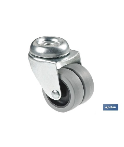 Rueda doble de polipropileno con agujero pasante de 8 mm | Diámetro de 50 mm | Para pesos de hasta 70 kg
