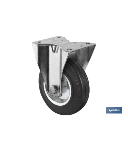 Rueda de goma y metal con soporte fijo | Con diámetros desde 80 mm hasta 125 mm | Para pesos desde 80 kg hasta 150 kg